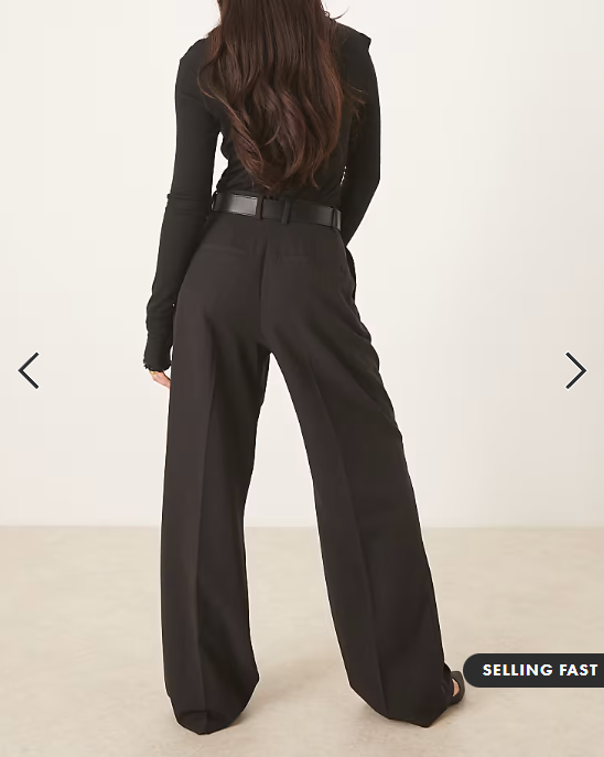 ASOS DESIGN tailored belted wide leg trousers with pleat detail in black