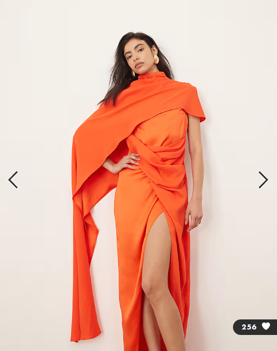 ARRANGE asymmetric caped maxi dress in red