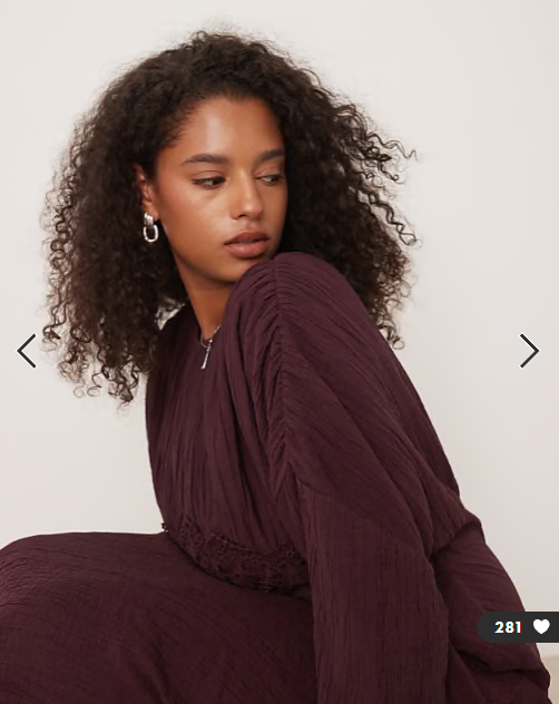 ASOS DESIGN Curve crew neck maxi dress with volume sleeve and lace bust detail in mulberry