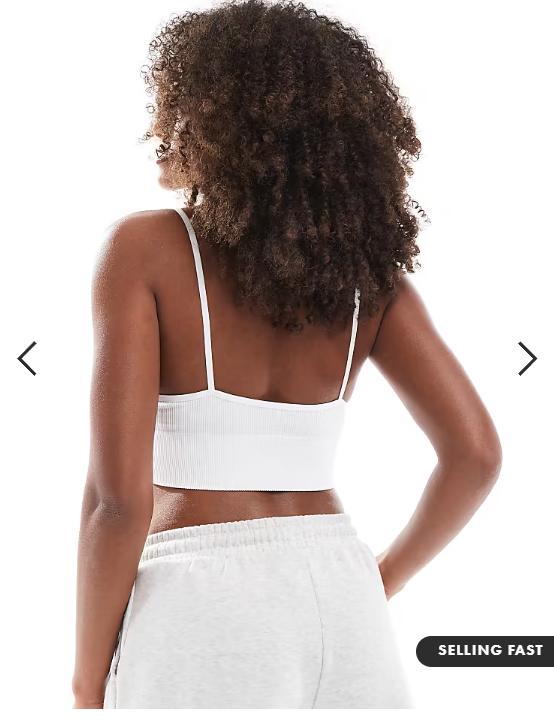 ONLY ribbed seamless strappy bralette in white