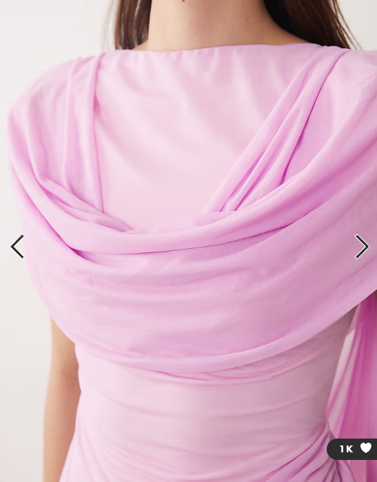 ASOS DESIGN stretch chiffon cape detail cowl maxi dress with sash detail in pale pink