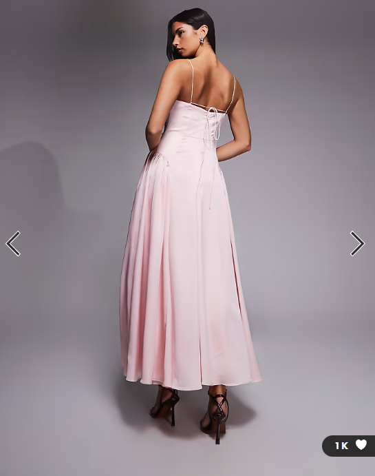 ASOS DESIGN Bridesmaids drop waist tie detail cami midaxi dress in pink
