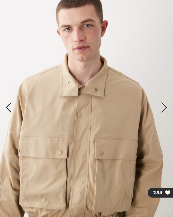 ASOS DESIGN oversized harrington jacket with funnel neck