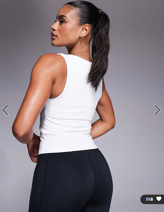 4505 Icon soft touch high neck tank with inner bra in white