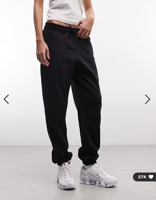 Monki joggers with cuffed hem in black