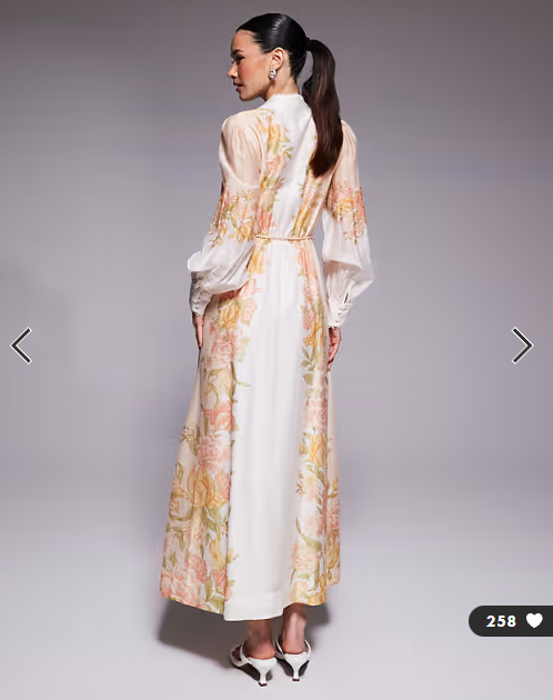 Forever New Petite placement print maxi shirt dress in peach floral