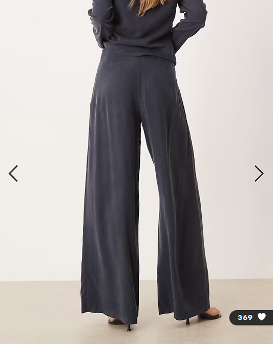 ASOS DESIGN soft clean front wide leg trousers co-ord in washed ink