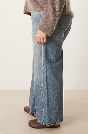 ASOS DESIGN Curve high waisted wide leg jeans with cinch in vintage wash