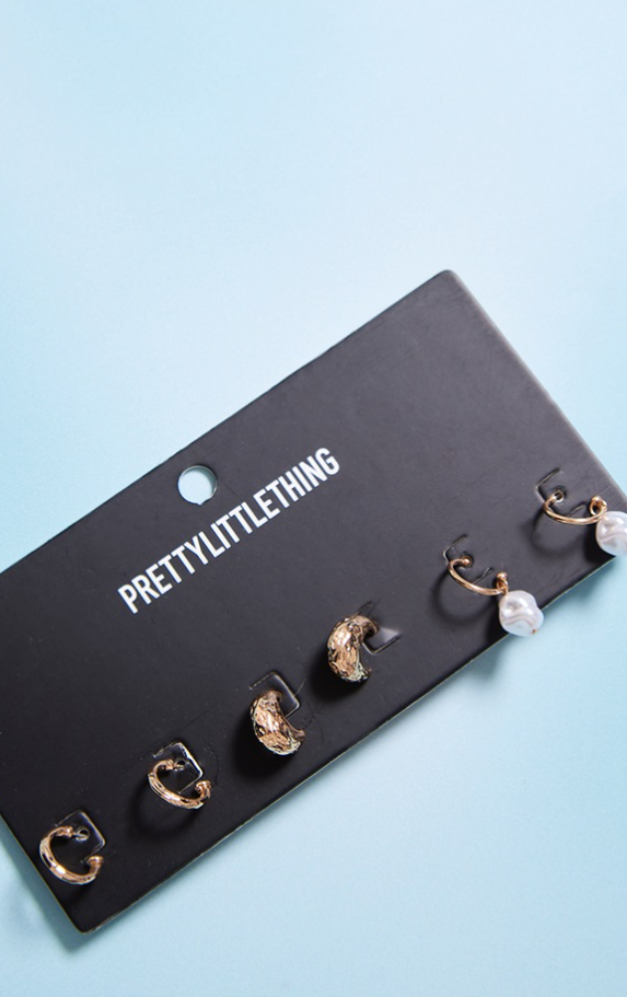 Gold Pearl Mini Hoop Multipack Earrings