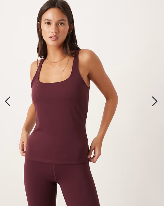 TALA Dayflex minimal longer length square neck vest in fig