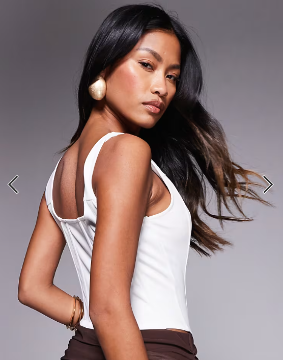 ASOS DESIGN corset top with boning in ivory