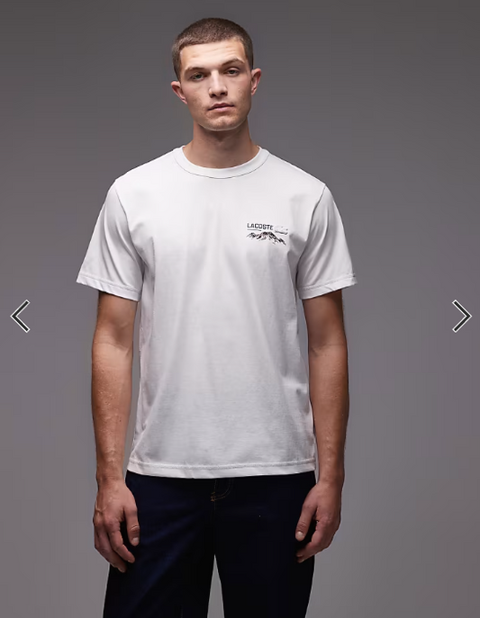 Lacoste back print t-shirt in ivory