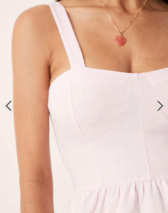 ASOS DESIGN cotton milkmaid corset top with frill hem in pastel pink