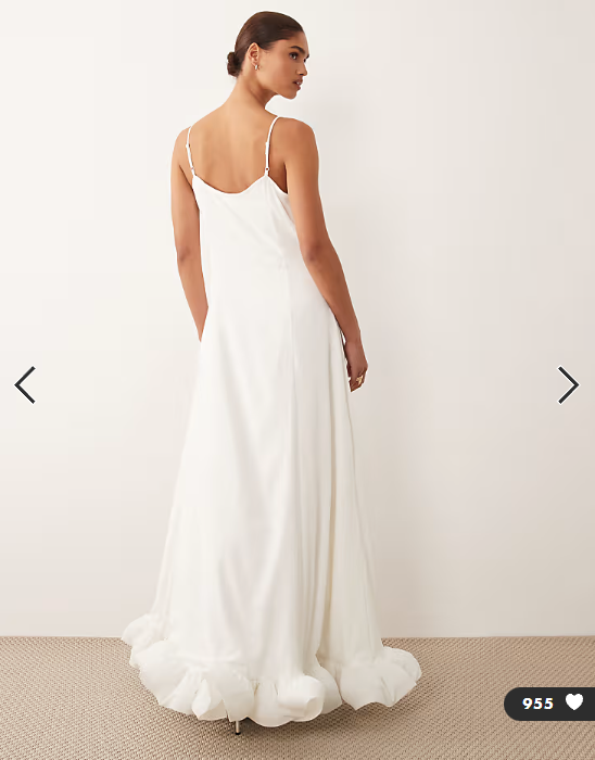 YAS cami maxi dress with exaggerated buble hem in gardenia white
