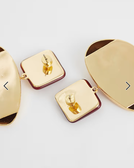 Mango statement geometric drop earrings in gold