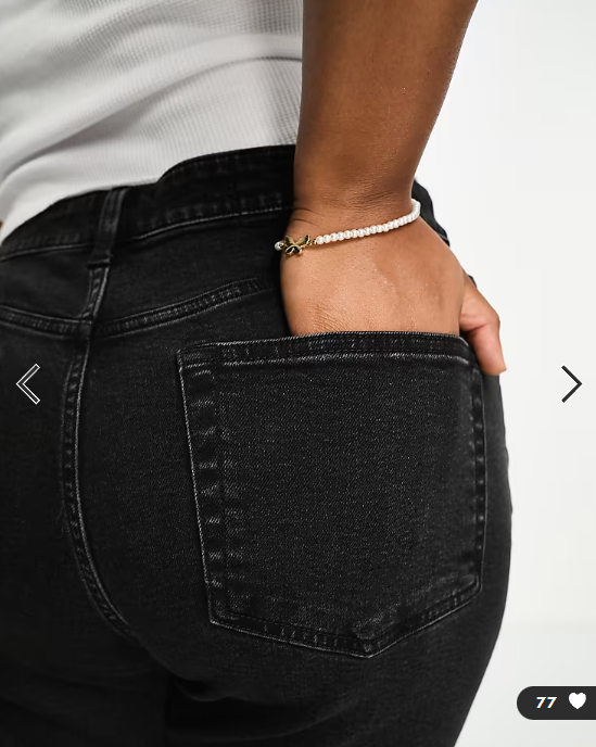 ASOS DESIGN Curve slim fit comfort mom jeans in washed black