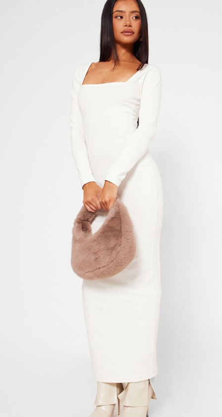 Plt - Petite Cream Cotton Square Neck Maxi Dress