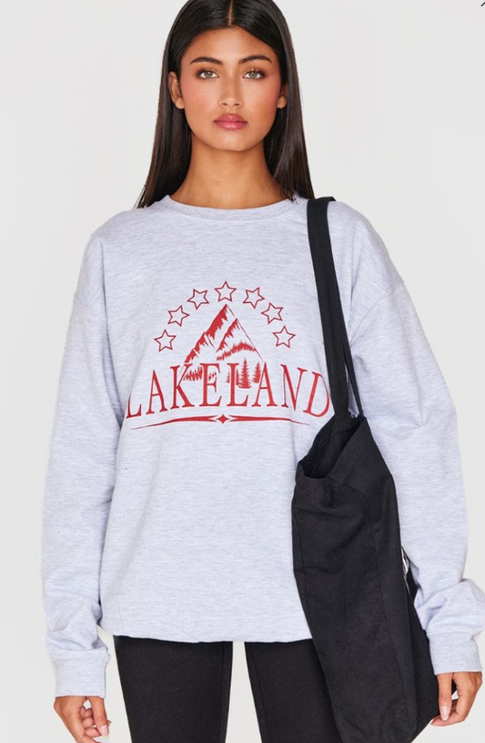 Ice Grey Lakeland Print Sweatshirt