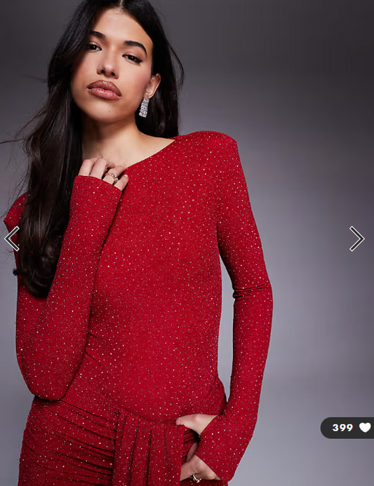 Wanderdoll Nara sculpted hotfix slash neck bodysuit co-ord in red