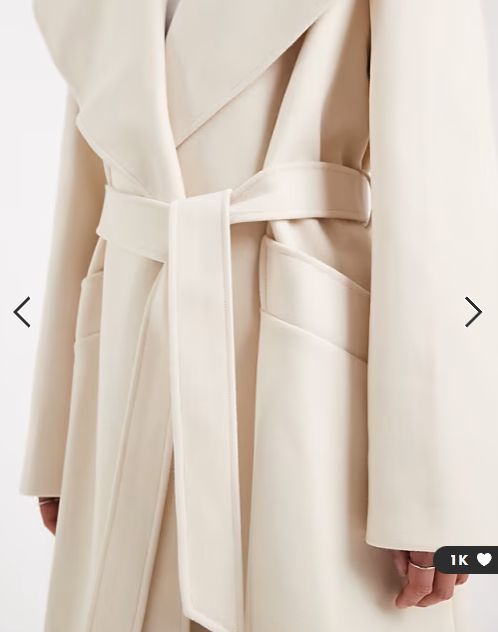 Miss Selfridge formal wrap coat in cream