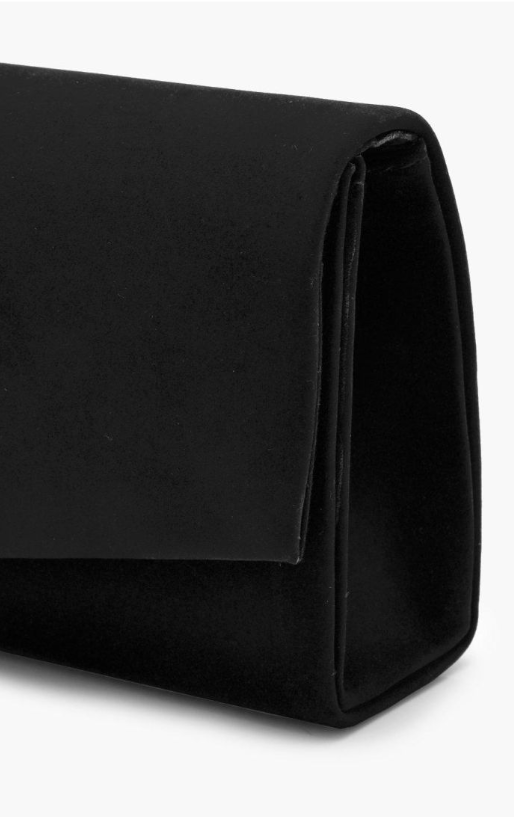 Boohoo Structured Suedette Clutch Bag & Chain - black