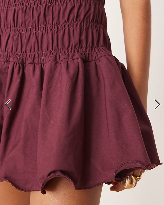 ASOS DESIGN shirred bodice racer drop waist mini dress in plum