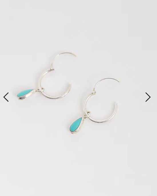 Kingsley Ryan turquoise teardrop charm hoops in sterling silver