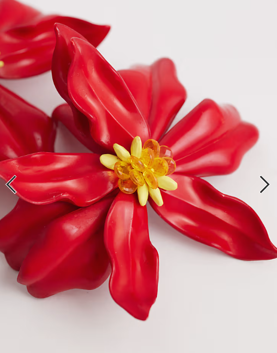 Kaiia exclusive oversized 3D flower earrings in red