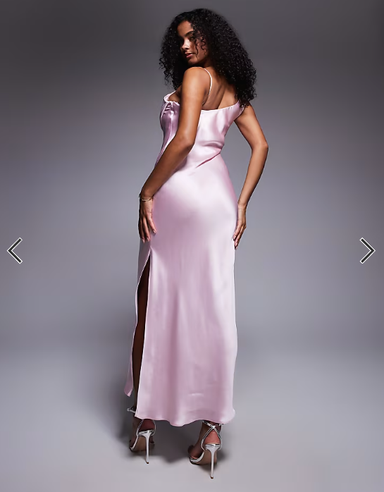 River Island one shoulder cowl neck maxi dress in pink
