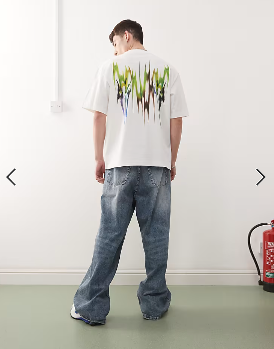 Weekday relaxed fit t-shirt with graphic front and back print in white