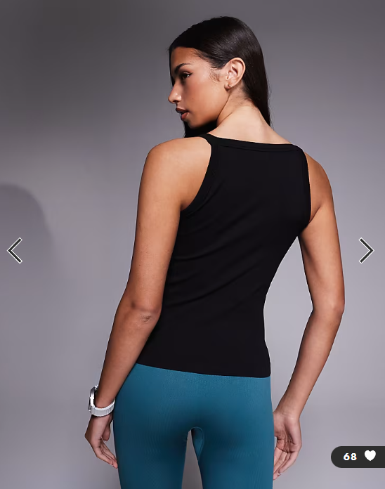 4505 seamless rib high neck 90s active singlet in black