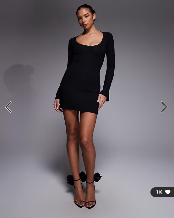 ASOS DESIGN super scoop mini dress with flute sleeves in black
