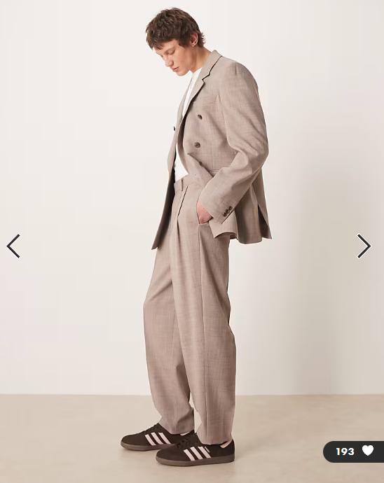 ASOS DESIGN oversized tapered suit trousers in beige crosshatch
