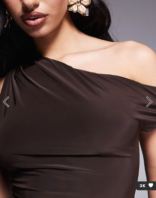 Kaiia exclusive double layered slinky off shoulder drape detail fitted waist mini skater dress in chocolate brown