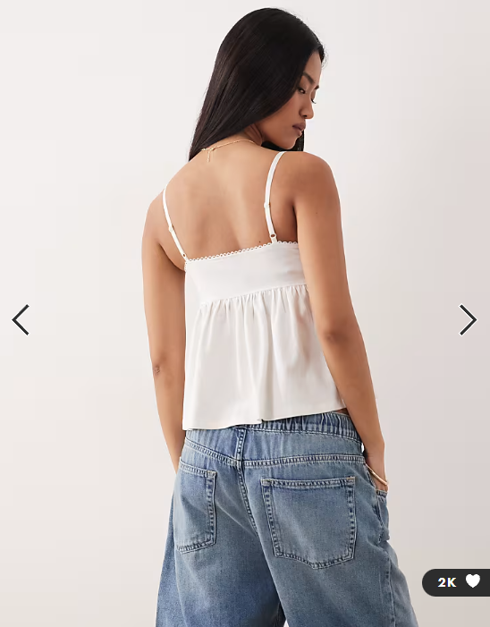 ASOS DESIGN trim detail babydoll cami in cream