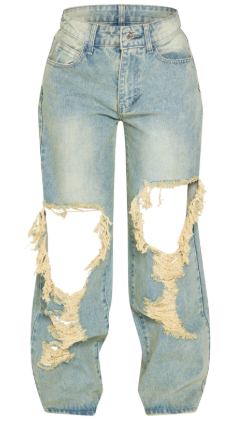 Petite Indigo Vintage Wash Extreme Rip Jeans