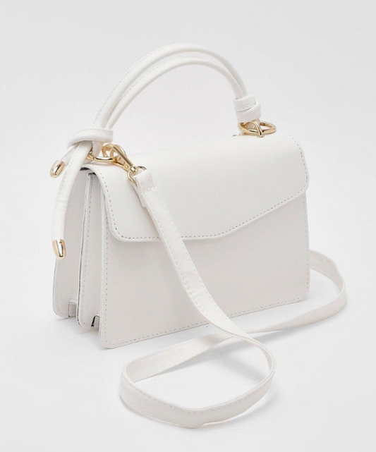 Boohoo Knot Handle Cross Body Bag - white