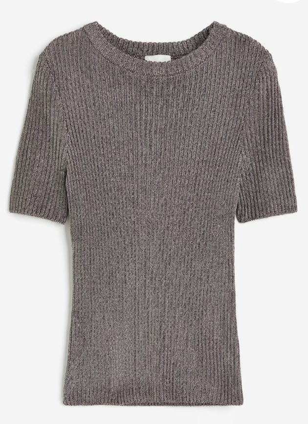 H&M METALLIC RIB-KNIT TOP