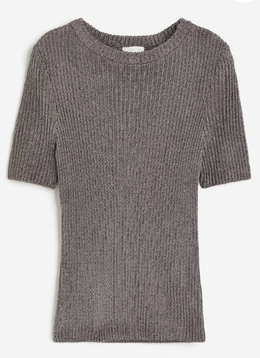H&M METALLIC RIB-KNIT TOP