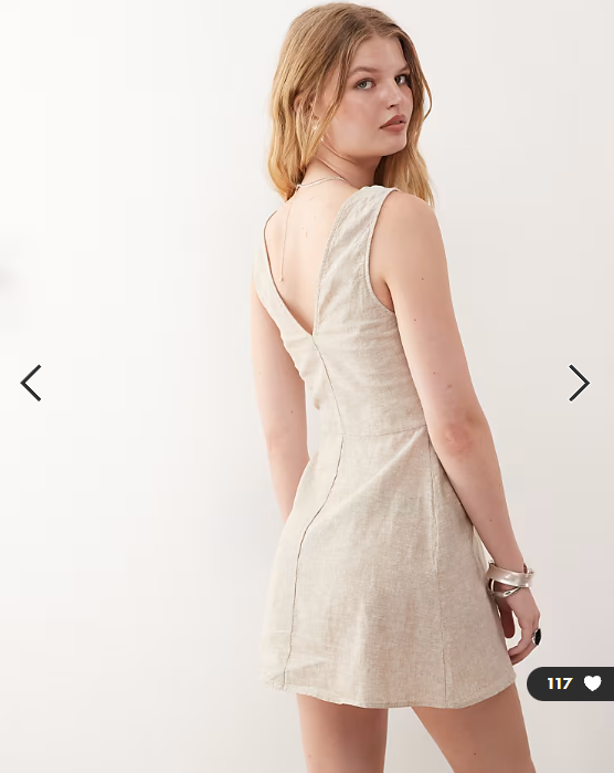 Monki linen mini dress with tie front detail in white exclusive to ASOS