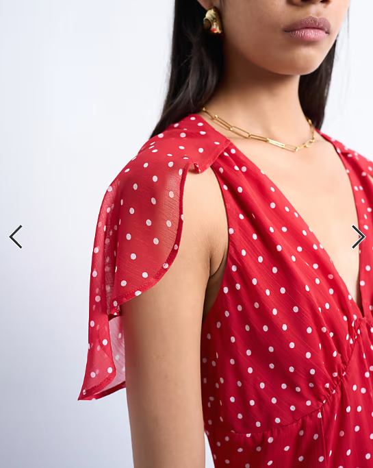 Topshop cape sleeve godet hem mini dress in red based spot