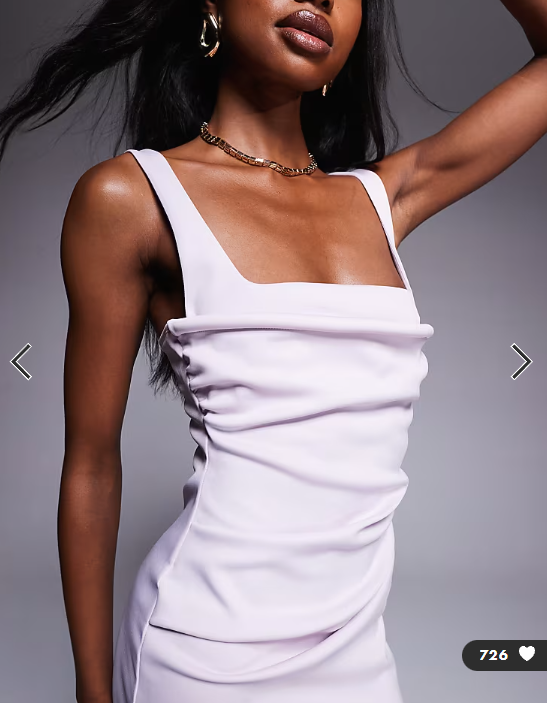 ASOS DESIGN curved neckline midi dress with split in lilac in scuba-style fabric