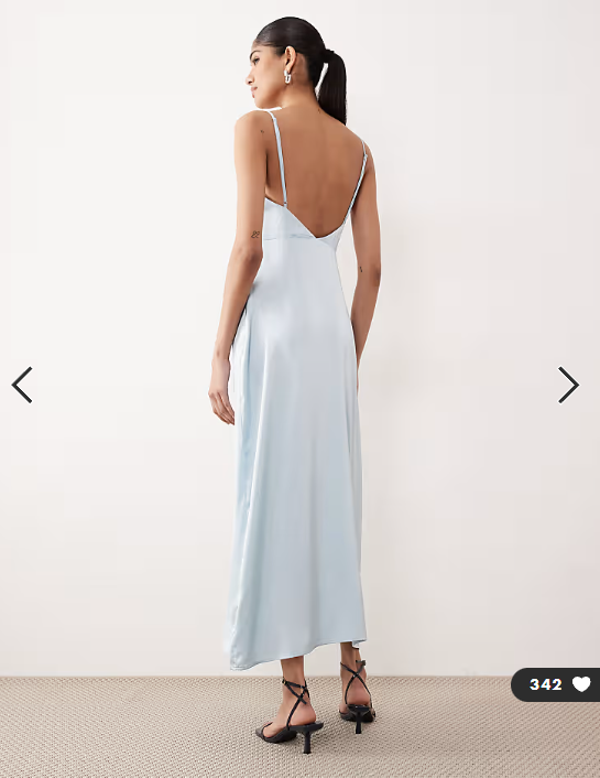 Vila satin cowl neck maxi dress in light blue