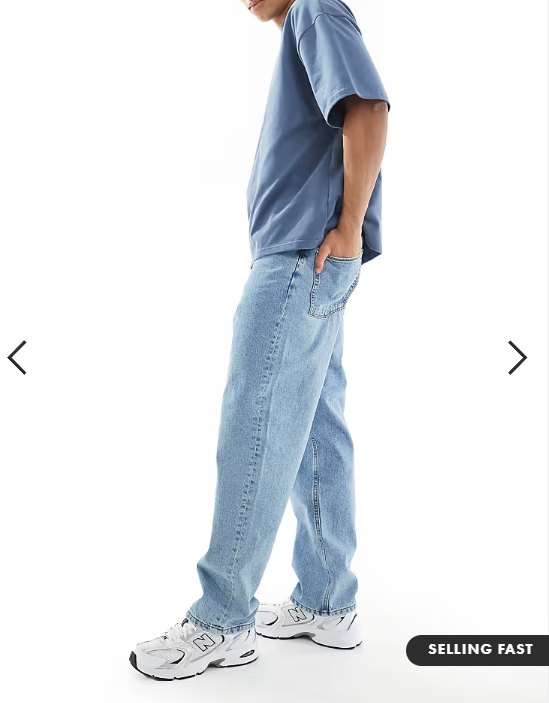 ASOS DESIGN baggy jeans in mid wash blue
