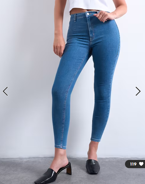 Topshop Hourglass Joni high rise super skinny jean in mid blue