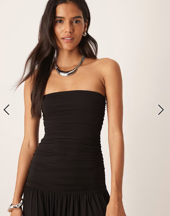 Gina Tricot jersey dropped waist midi dress in black