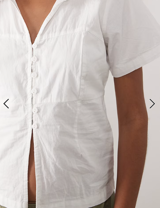 Brave Soul short sleeve shirt with open button detail in white