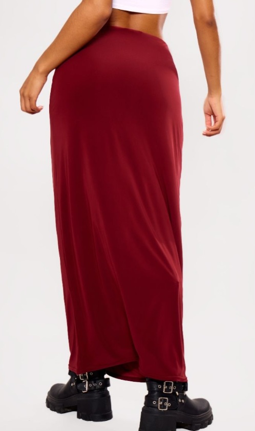 Red Column Maxi Skirt
