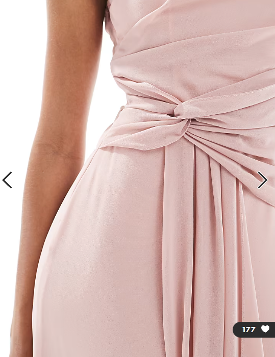 TFNC Bridesmaids one shoulder drape front maxi dress in mauve pink
