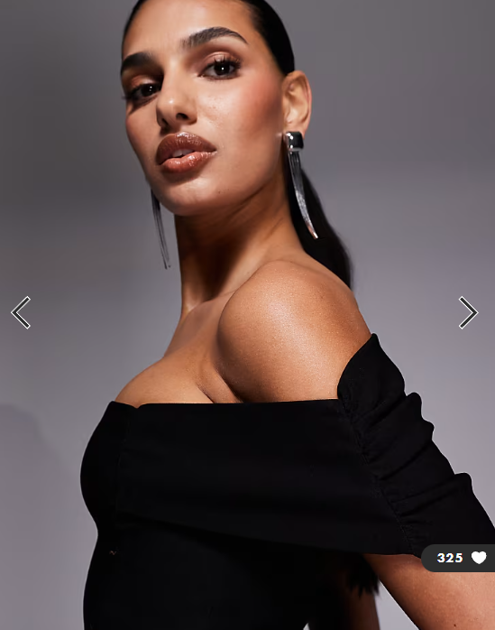 Asos Vesper bengaline deep bardot bodycon thigh split maxi dress in black